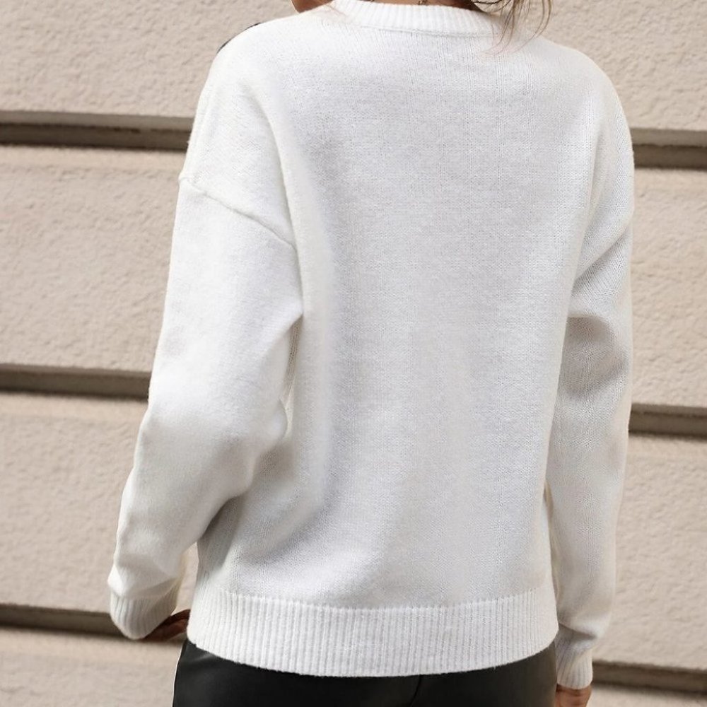 Boho White Womens Floral pattern Sweater - Picture 3 of 5